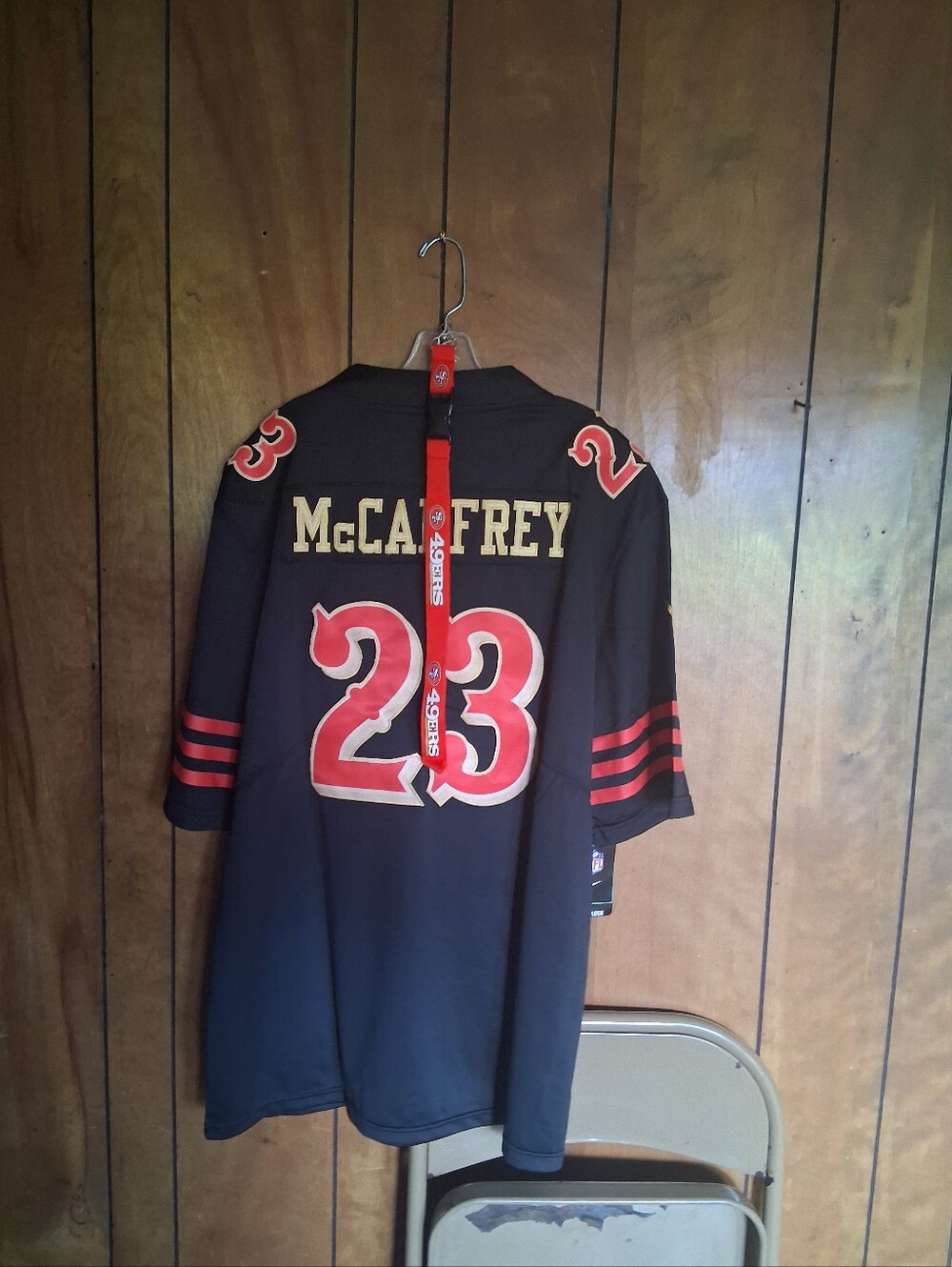 San Francisco 49ers Lanyard With Christian McCaffrey XXL Jersey
